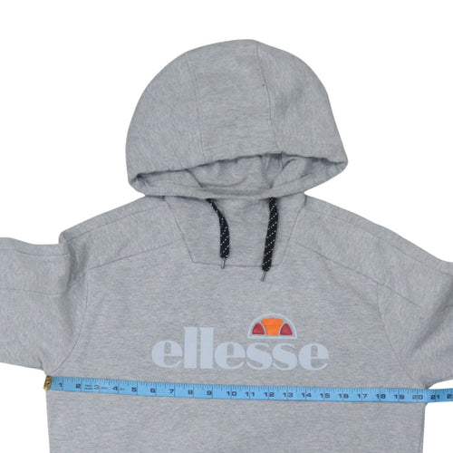 Ellesse Mens Grey Pullover Hoodie Size S Logo Fleece Sweatshirt