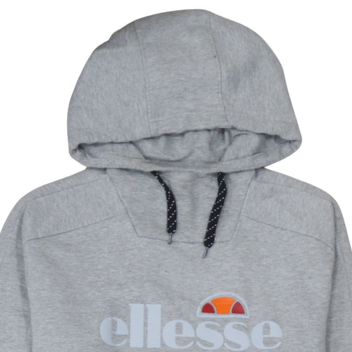 Ellesse Mens Grey Pullover Hoodie Size S Logo Fleece Sweatshirt