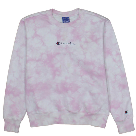 Champion Women's Pink Tie-Dye Pullover Sweatshirt Small Cotton Blend