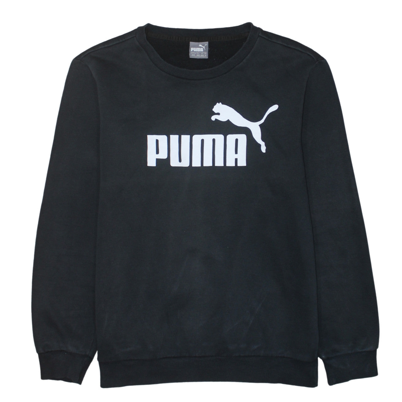 Puma Men's Black Crew Neck Logo Pullover Sweatshirt Size M