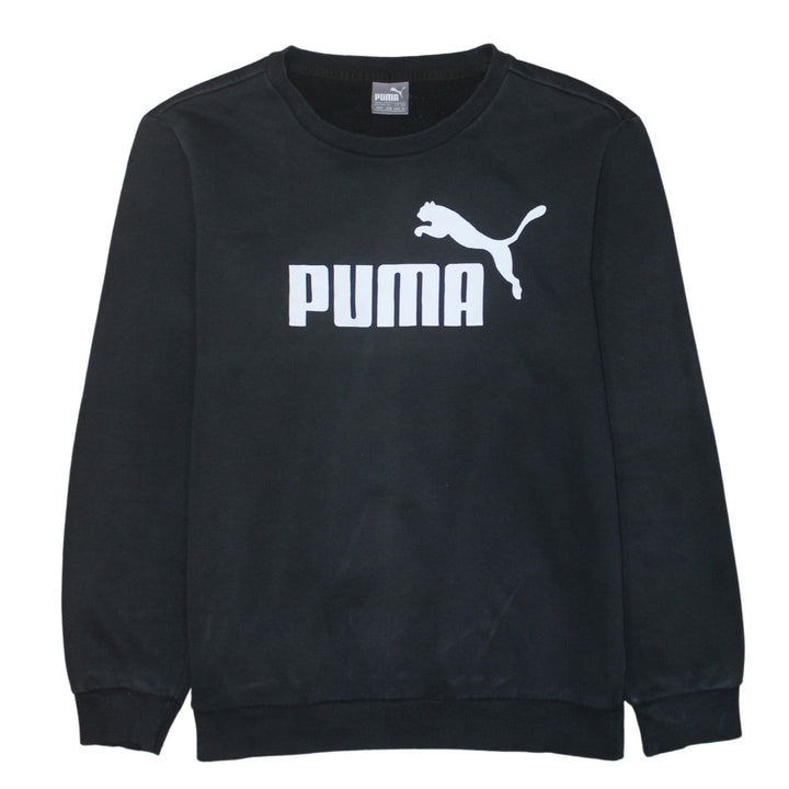 Puma Men's Black Crew Neck Logo Pullover Sweatshirt Size M