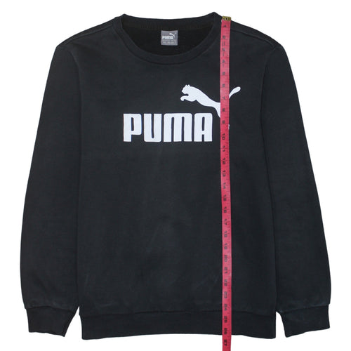 Puma Men's Black Crew Neck Logo Pullover Sweatshirt Size M