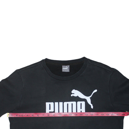 Puma Men's Black Crew Neck Logo Pullover Sweatshirt Size M