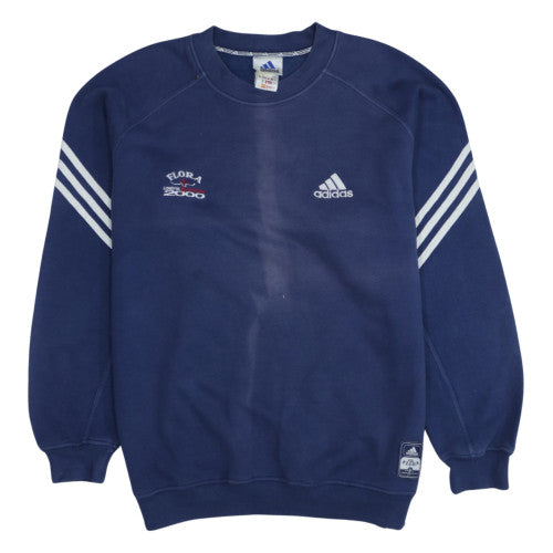 Adidas Mens Blue Pullover Sweatshirt S Regular 2000 Sports Embroidered