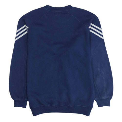 Adidas Mens Blue Pullover Sweatshirt S Regular 2000 Sports Embroidered