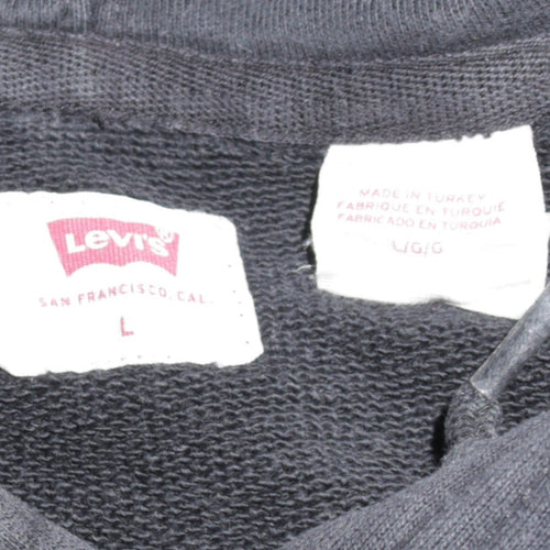 Levi's Men's Black Pullover Hoodie L Logo Graphic Outdoor Style