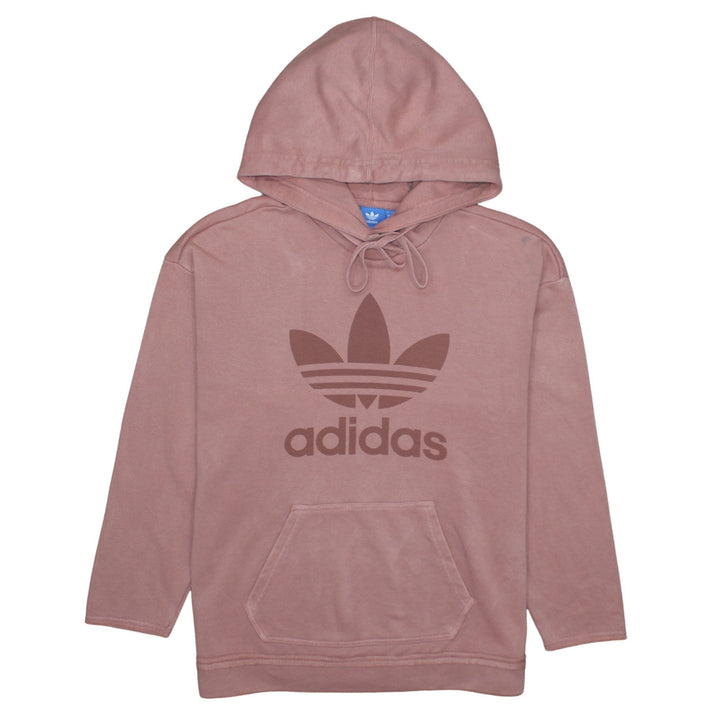 Adidas Womens Pink Hooded Pullover Hoodie Size 8 L Cotton Casual
