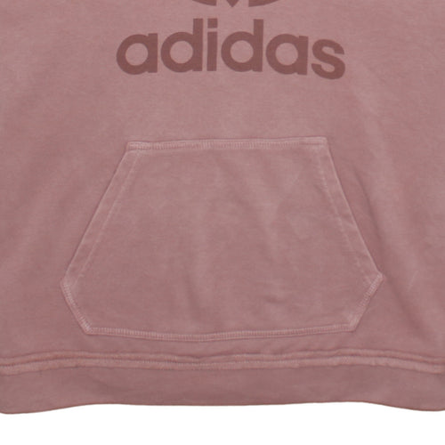 Adidas Womens Pink Hooded Pullover Hoodie Size 8 L Cotton Casual