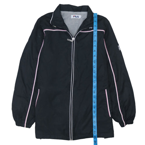 FILA Womens Black Windbreaker Jacket L Full Zip Sports Style