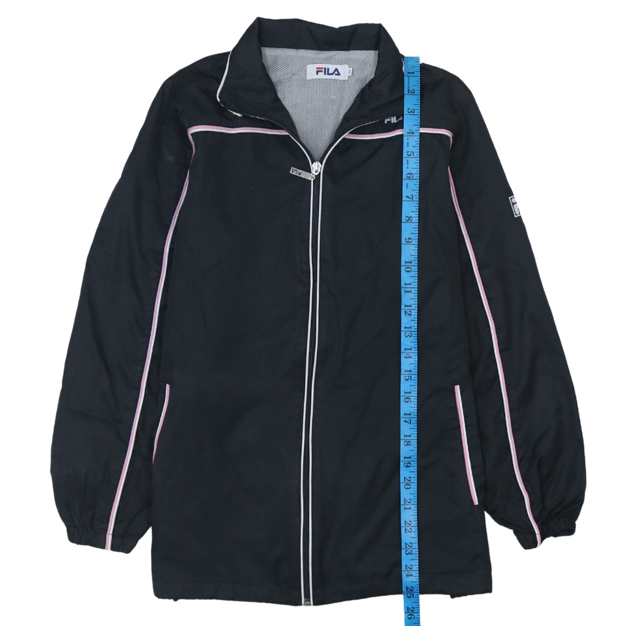 FILA Womens Black Windbreaker Jacket L Full Zip Sports Style
