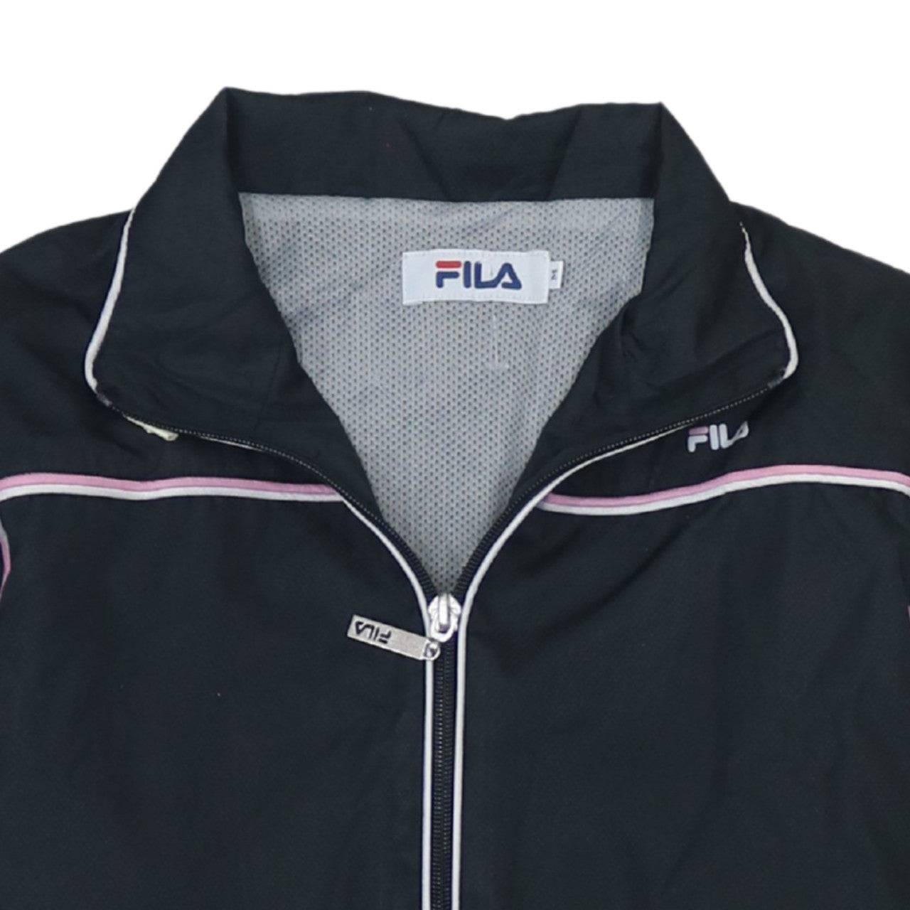 FILA Womens Black Windbreaker Jacket L Full Zip Sports Style