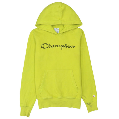 Champion Men's Yellow Small Pullover Hoodie with Logo