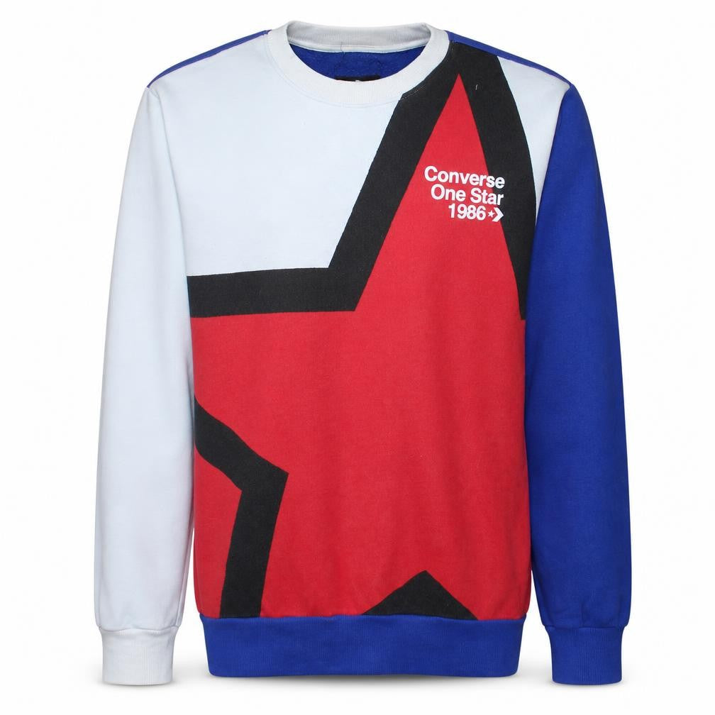 Front view of Converse Men's Multicoloured Graphic Pullover Sweatshirt, size S