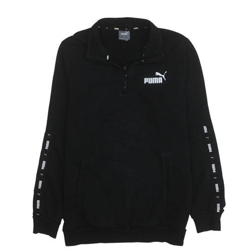 Puma Men's Black Small 1/4 Zip Logo Fleece Sweatshirt