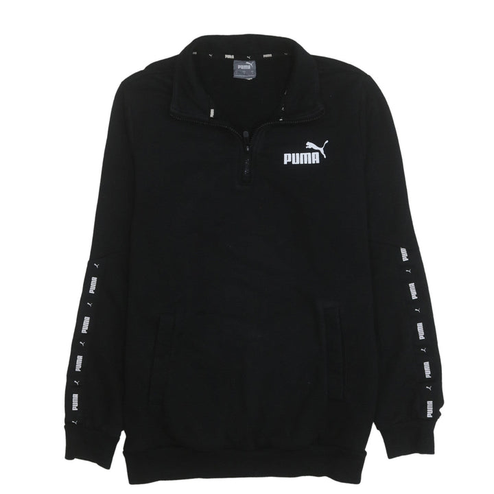 Puma Men's Black Small 1/4 Zip Logo Fleece Sweatshirt