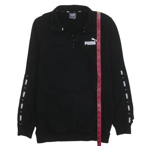 Puma Men's Black Small 1/4 Zip Logo Fleece Sweatshirt