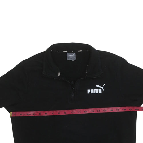 Puma Men's Black Small 1/4 Zip Logo Fleece Sweatshirt