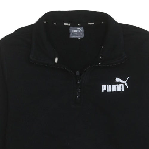 Puma Men's Black Small 1/4 Zip Logo Fleece Sweatshirt