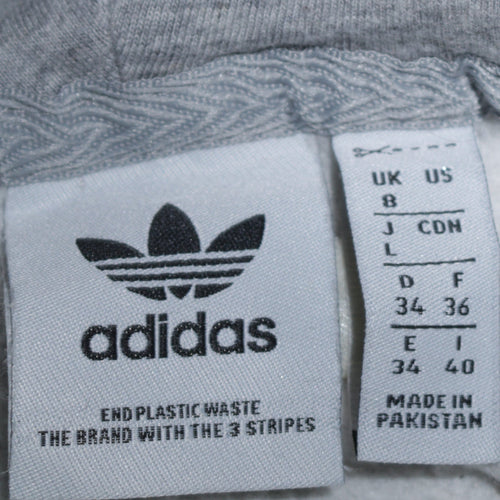 Adidas Womens Grey Pullover Hoodie Size 8 Cotton Blend Casual