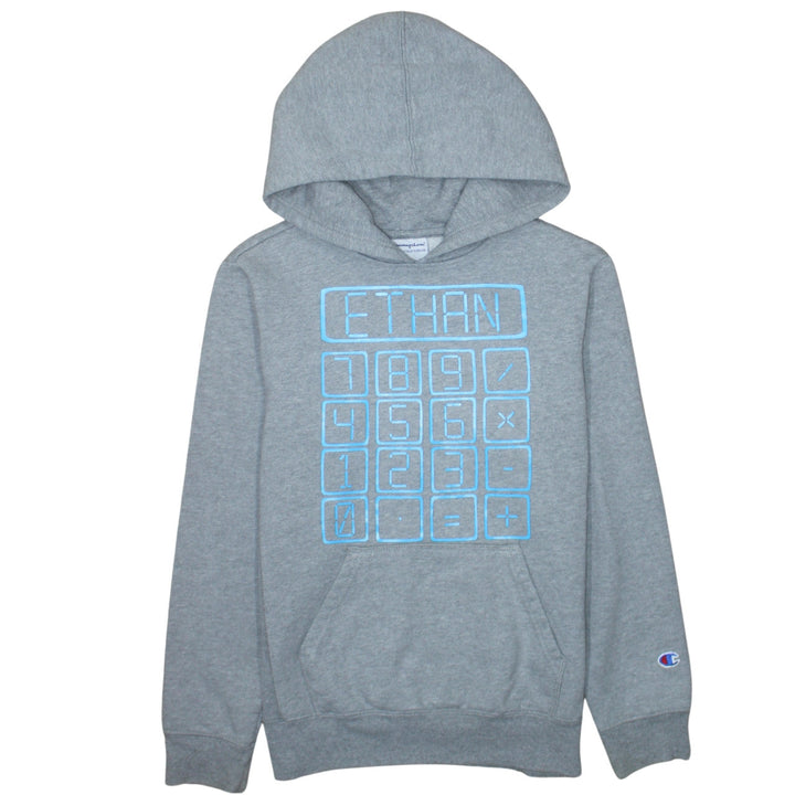 Champion Teens Grey Pullover Hoodie L Regular Fit Graphic Print