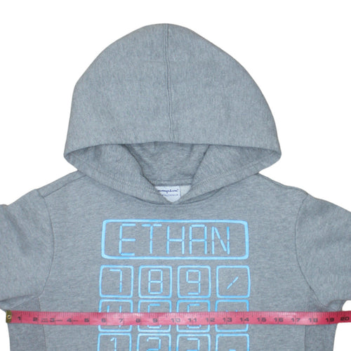 Champion Teens Grey Pullover Hoodie L Regular Fit Graphic Print