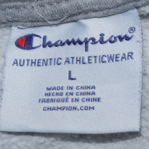 Champion Teens Grey Pullover Hoodie L Regular Fit Graphic Print