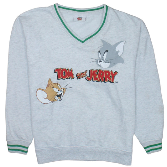Primark Women Grey Tom and Jerry V-Neck Pullover Sweatshirt XS