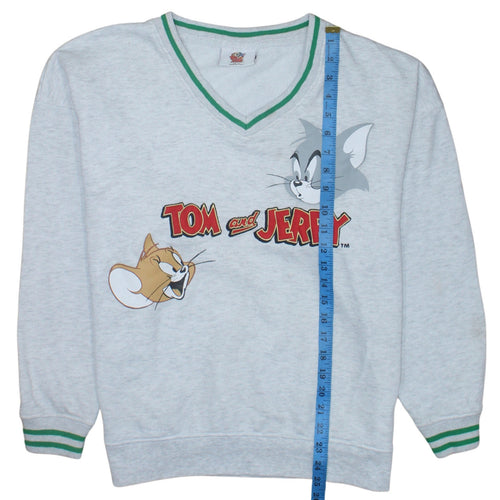 Primark Women Grey Tom and Jerry V-Neck Pullover Sweatshirt XS