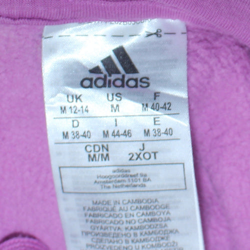 Adidas Womens Purple Hoodie Medium 12-14 Pullover Hooded Sweatshirt