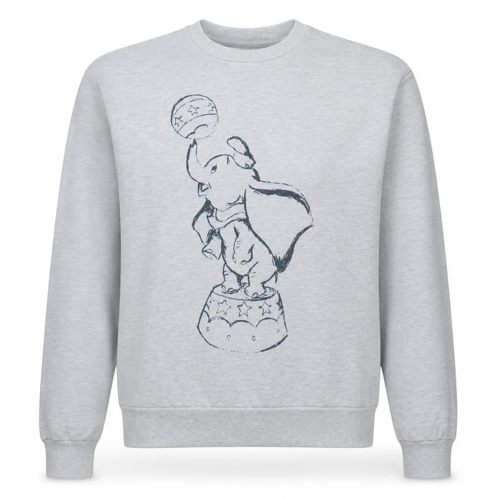 Front view of Disney Women Grey Dumbo Graphic Print Sweatshirt 2XS