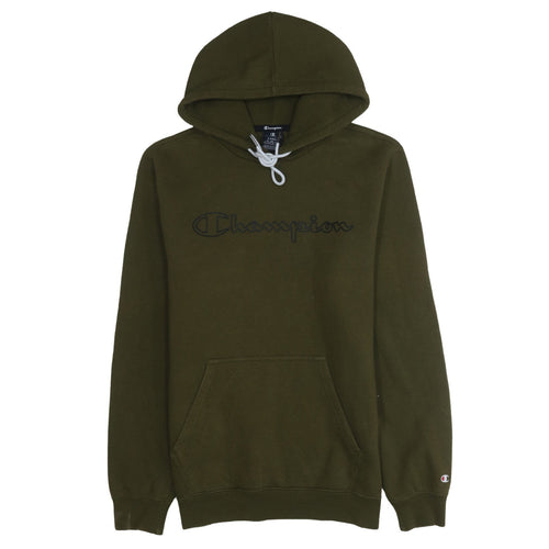 Champion Men’s Green Pullover Hoodie Large Logo Cotton Blend