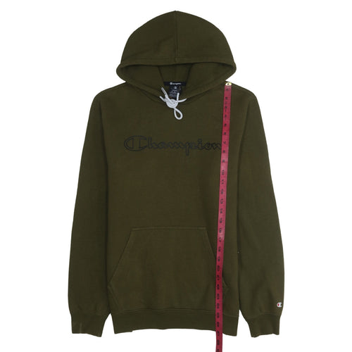 Champion Men’s Green Pullover Hoodie Large Logo Cotton Blend