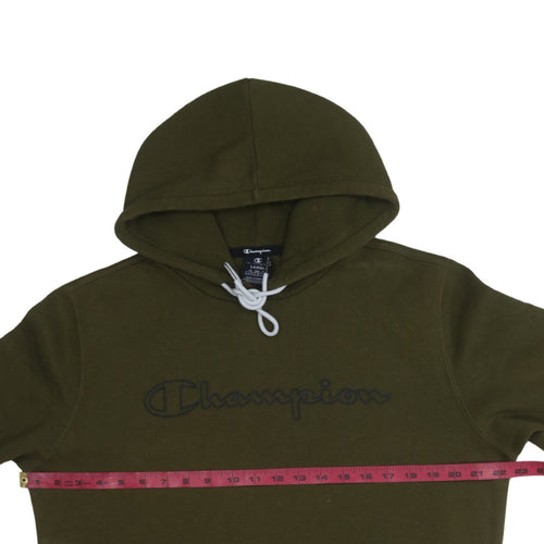 Champion Men’s Green Pullover Hoodie Large Logo Cotton Blend
