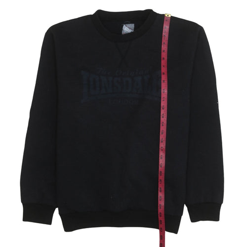 Lonsdale Men’s Black XL Pullover Sweatshirt Crew Neck Logo Jumper