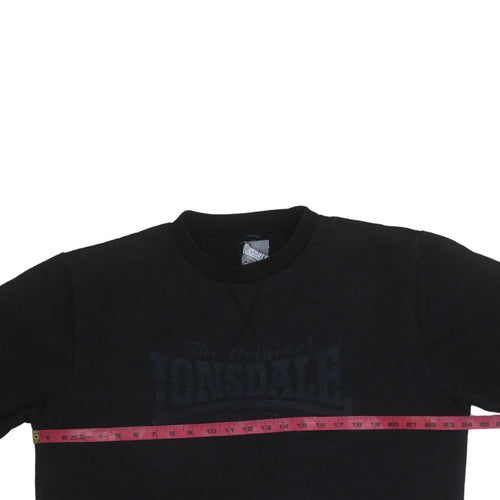 Lonsdale Men’s Black XL Pullover Sweatshirt Crew Neck Logo Jumper