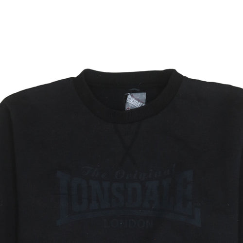Lonsdale Men’s Black XL Pullover Sweatshirt Crew Neck Logo Jumper