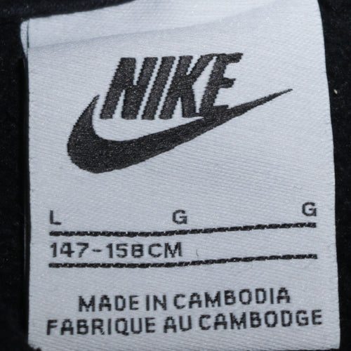 Nike Boys Black Pullover Hoodie Sweatshirt L 147-158cm Fleece Logo