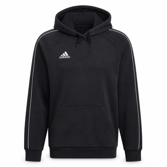 Front view of Adidas Men's Black Pullover Hoodie Small Sports Fleece Sweatshirt