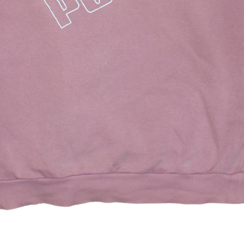 Puma Women Pink Crew Neck Pullover Sweatshirt Size 12 M Logo Print