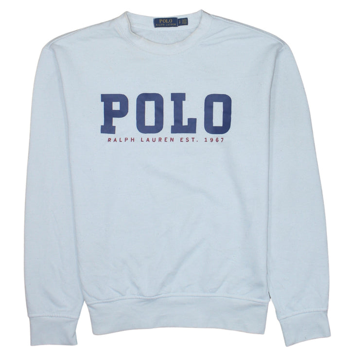 Ralph Lauren Women White Polyester Cotton Crew Neck Pullover Sweatshirt M