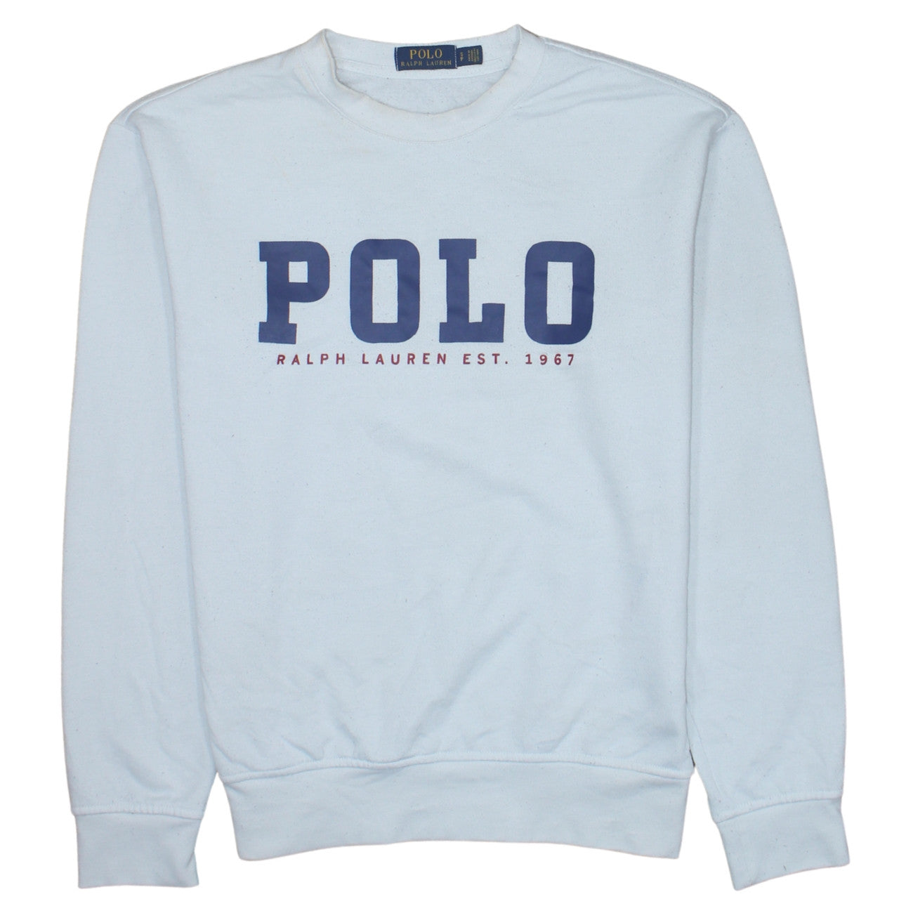 Ralph Lauren Women White Polyester Cotton Crew Neck Pullover Sweatshirt M