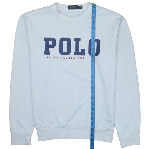 Ralph Lauren Women White Polyester Cotton Crew Neck Pullover Sweatshirt M