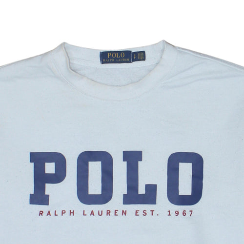 Ralph Lauren Women White Polyester Cotton Crew Neck Pullover Sweatshirt M