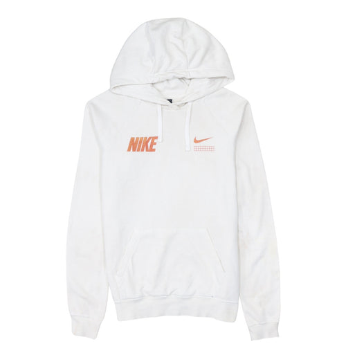 Nike Men's White XS Pullover Hoodie with Orange Logo Print