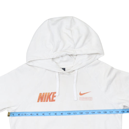 Nike Men's White XS Pullover Hoodie with Orange Logo Print
