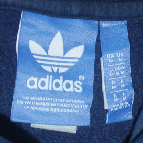 Adidas Men's Blue Pullover Hoodie Size M Logo Sports Sweatshirt
