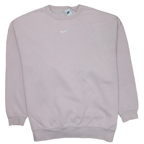 Nike Men's Beige Crew Neck Fleece Sweatshirt Small Pullover