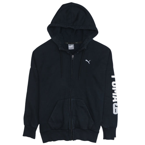 Puma Women Black Full Zip Hoodie Size 10 Hooded Sweatshirt