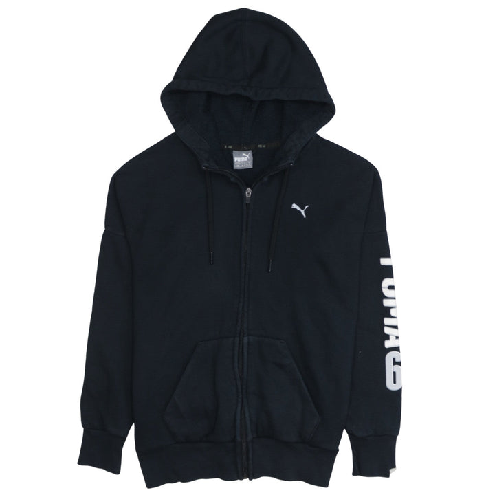 Puma Women Black Full Zip Hoodie Size 10 Hooded Sweatshirt