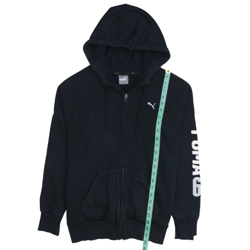 Puma Women Black Full Zip Hoodie Size 10 Hooded Sweatshirt